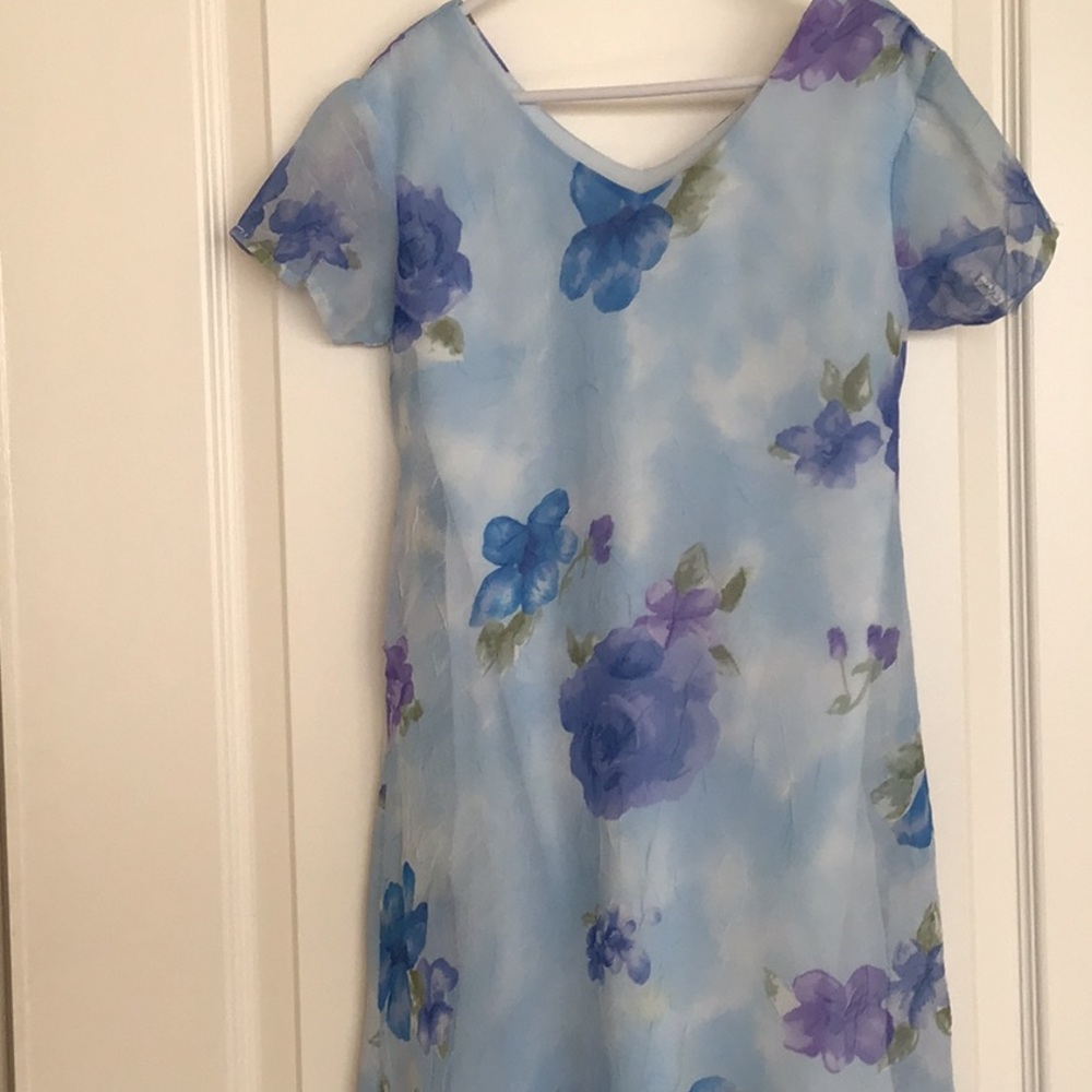 Girls Blue Flower Dress size 8